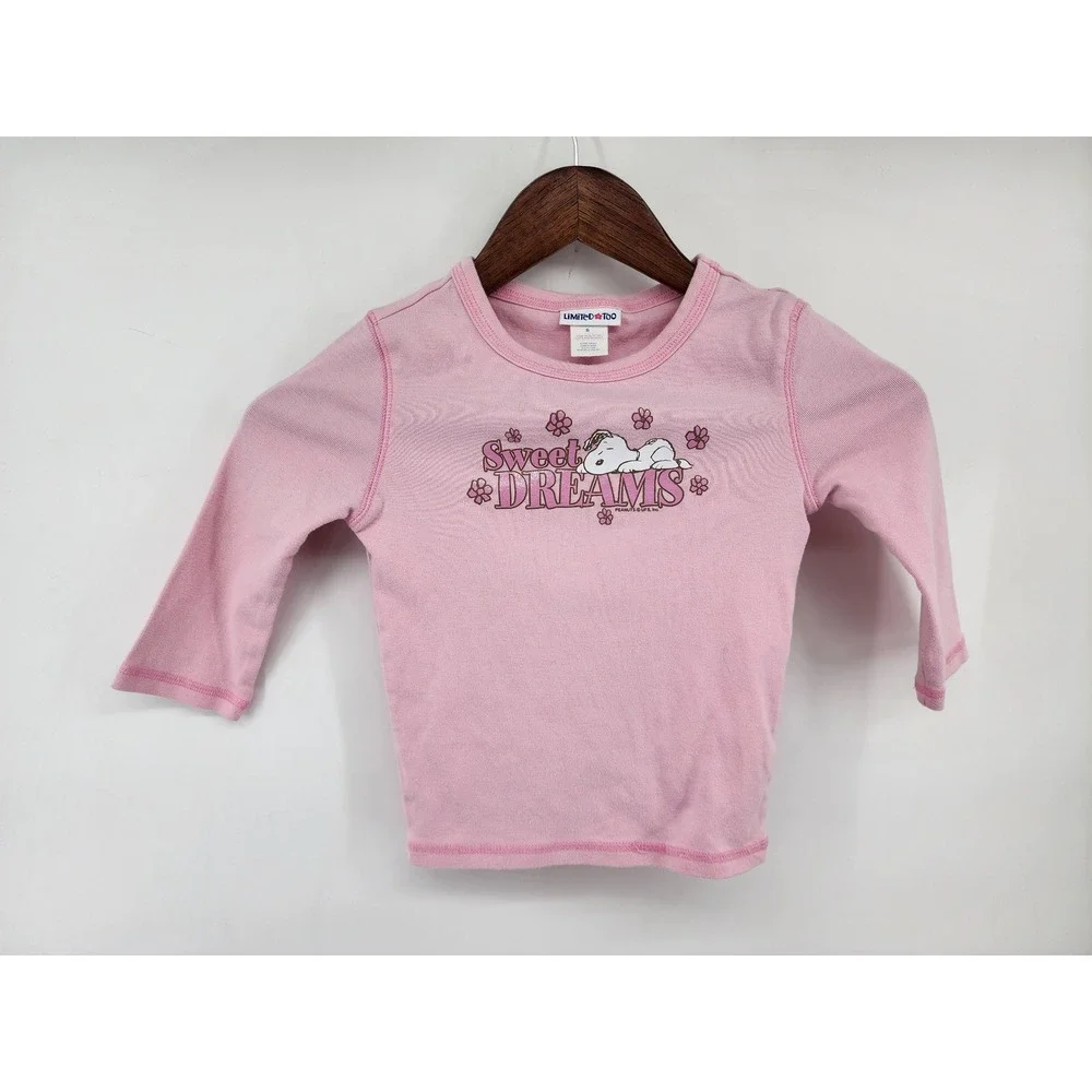 Limited Too Snoopy Peanuts Sweet Dreams Pajama Top Pink Size 8